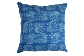 Pillow: Handwoven antique Hungarian hemp, wax resist Indigo - P497