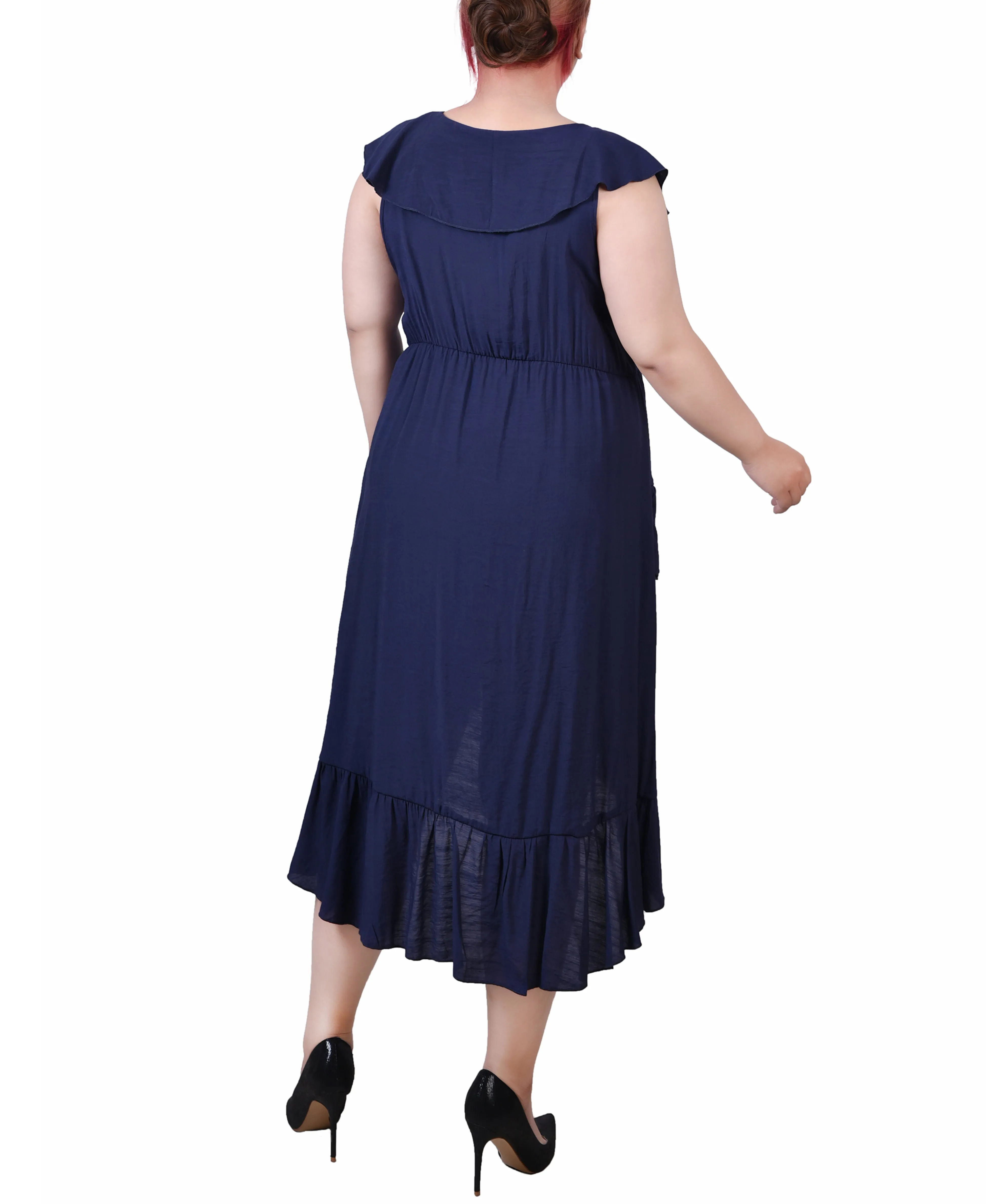 Plus Size Sleeveless Flounced Dress
