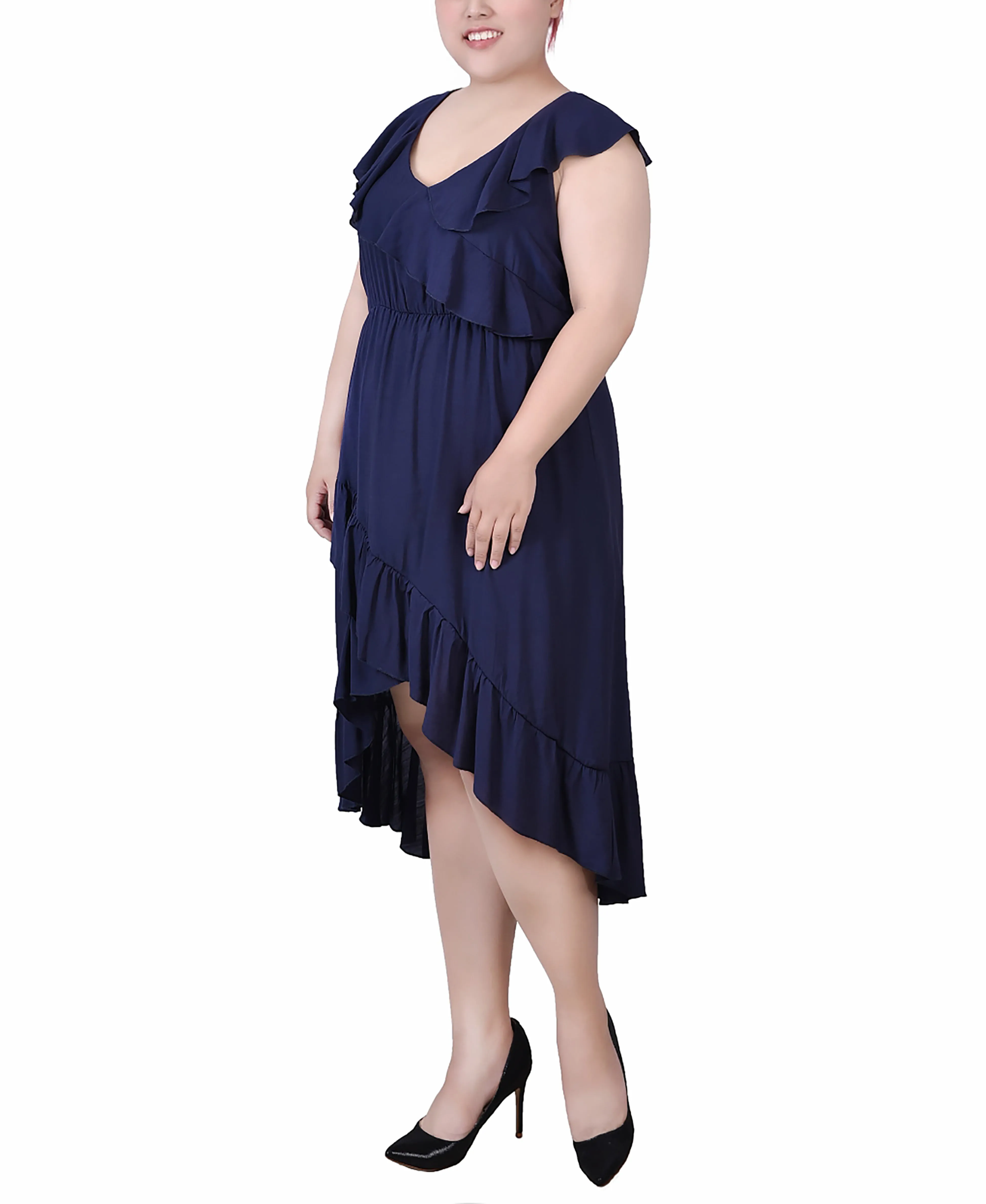 Plus Size Sleeveless Flounced Dress