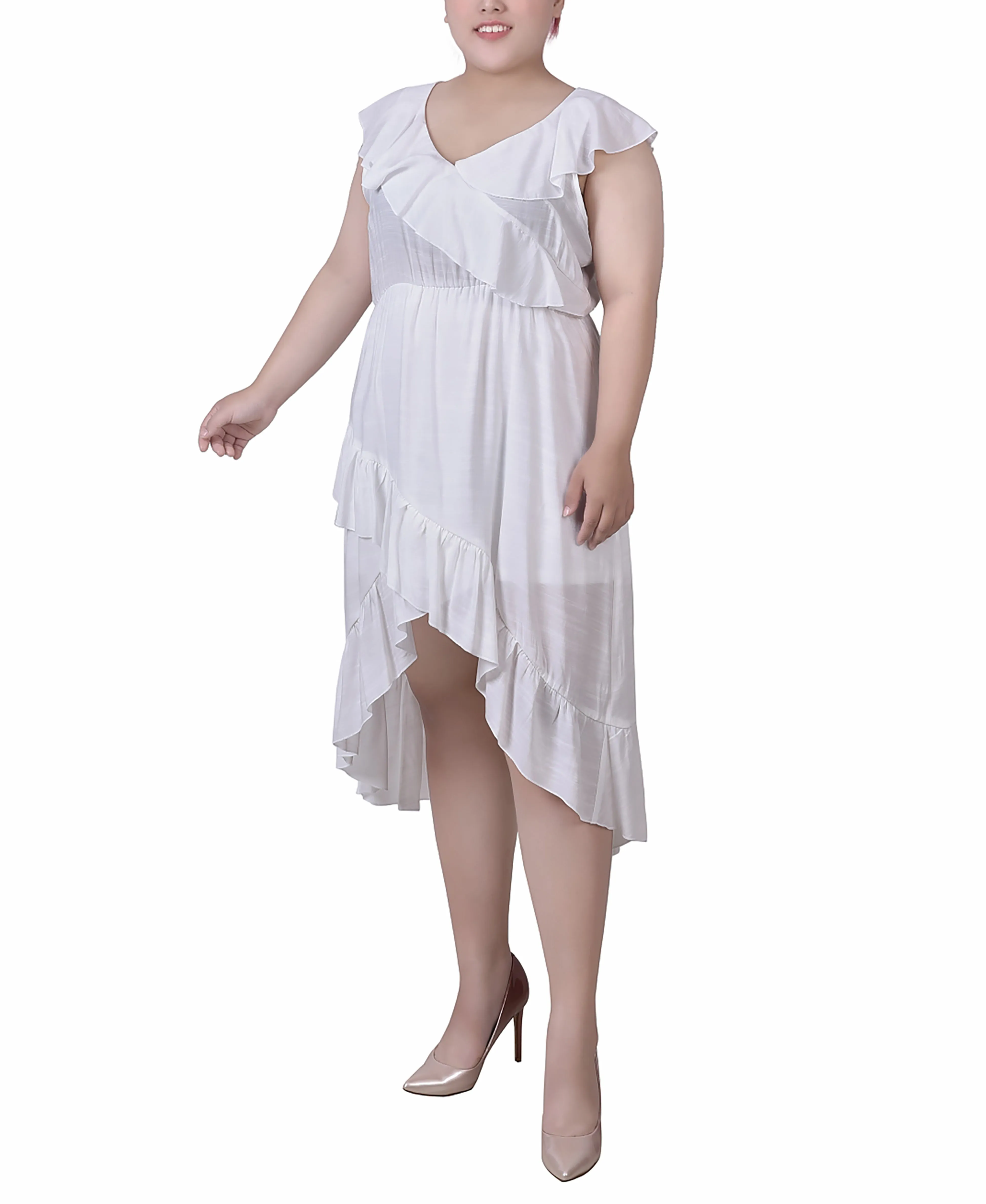 Plus Size Sleeveless Flounced Dress