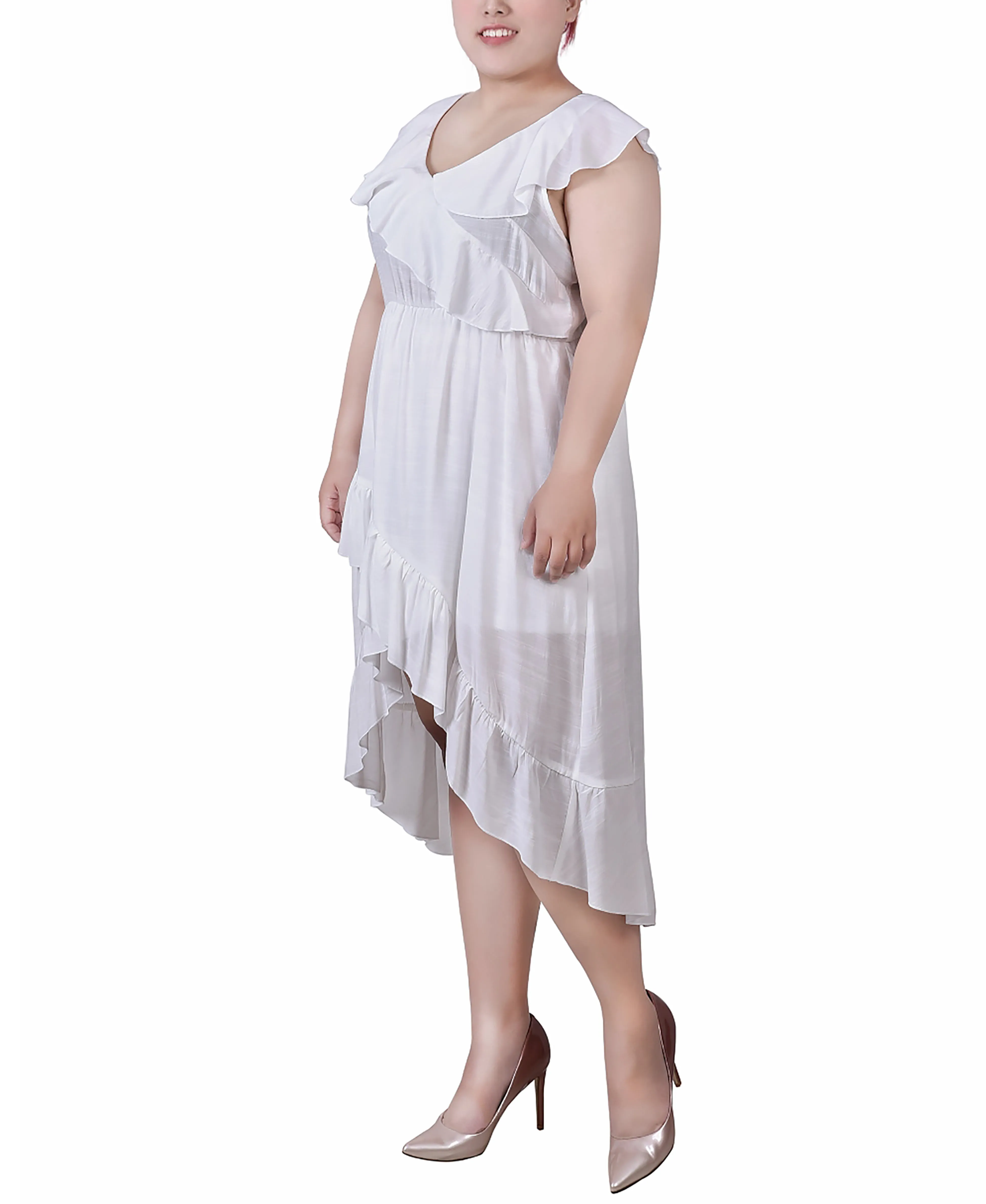 Plus Size Sleeveless Flounced Dress