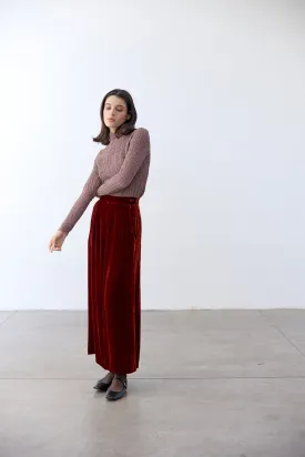 Silk Velvet Wide Leg Trousers - Paprika