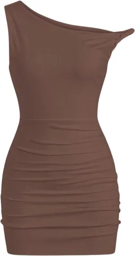 SOLY HUX Women's Summer Mini Dresses Off The Shoulder Ruched Bodycon Graduation Dress Sexy Going Out Party Club Outfits