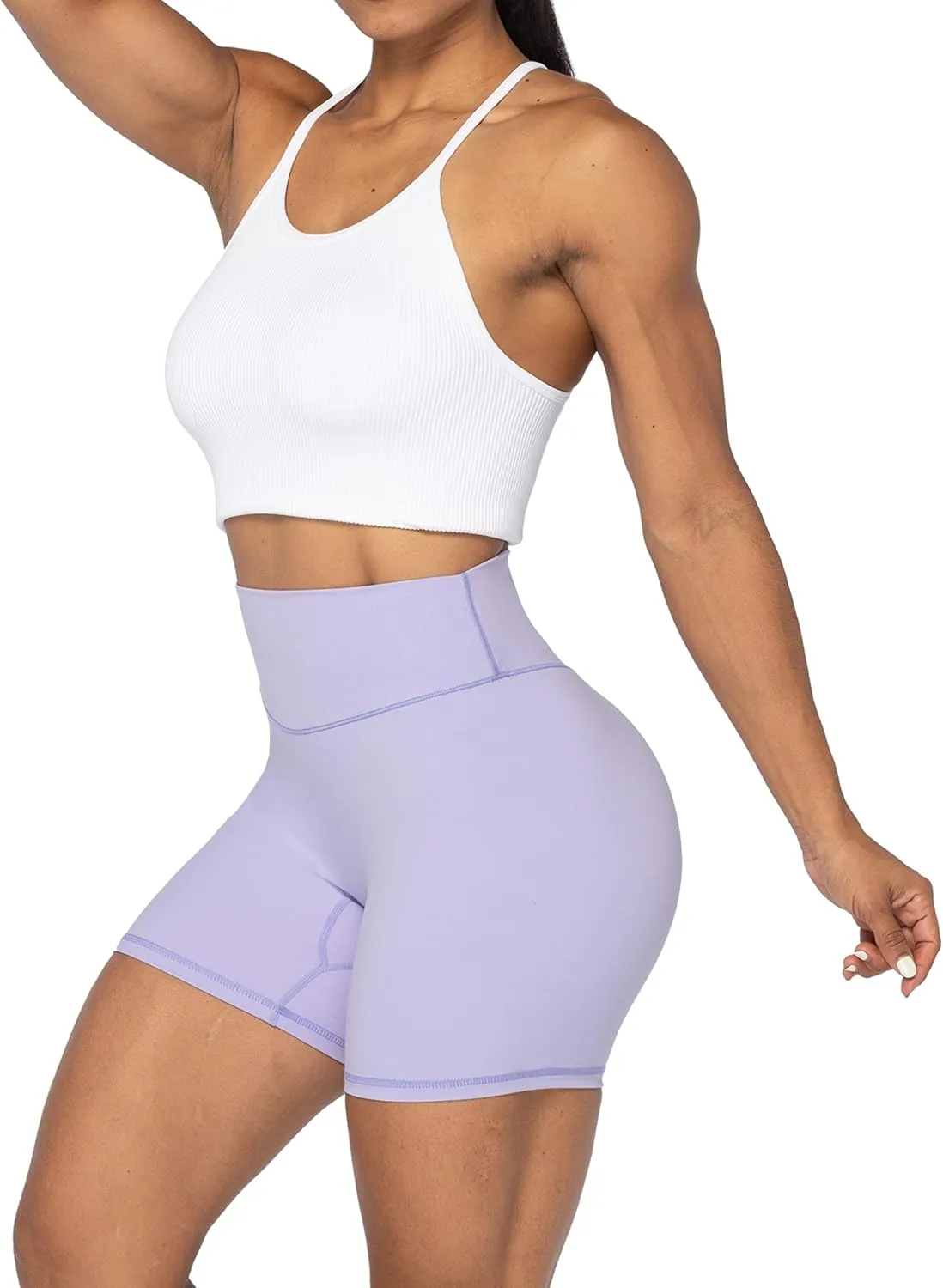 Sunzel No Front Seam High Waist Biker Shorts for Women, Squat Proof Yoga Workout Gym Bike Shorts