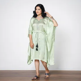 Tea Green Modal Silk Kaftan Dress (Medium)