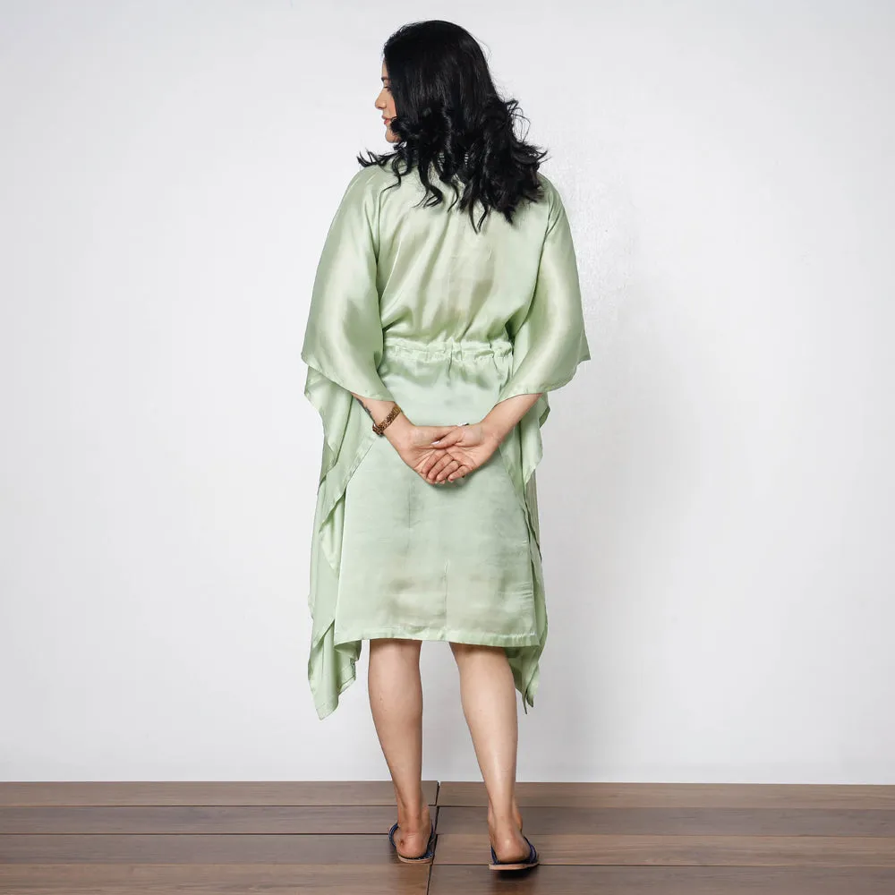 Tea Green Modal Silk Kaftan Dress (Medium)