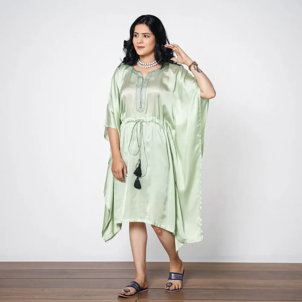 Tea Green Modal Silk Kaftan Dress (Medium)