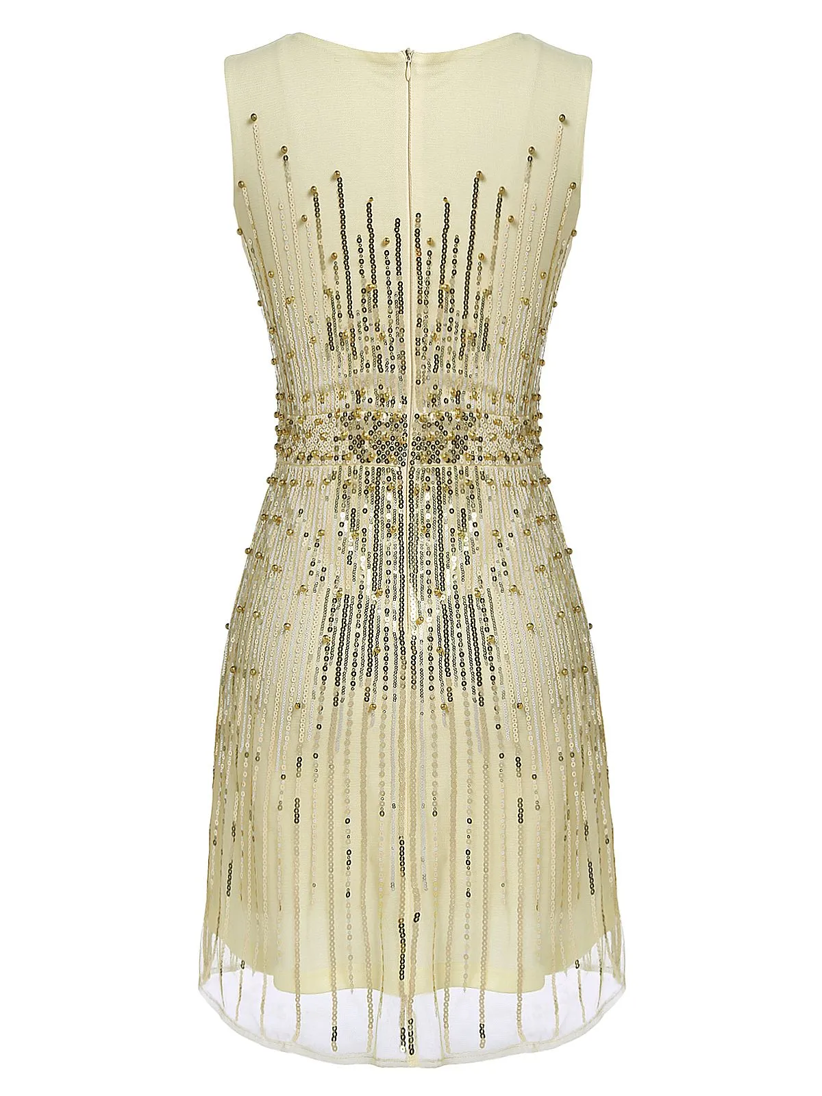 [US Warehouse] Beige 1920s Sequined Embellished Dress