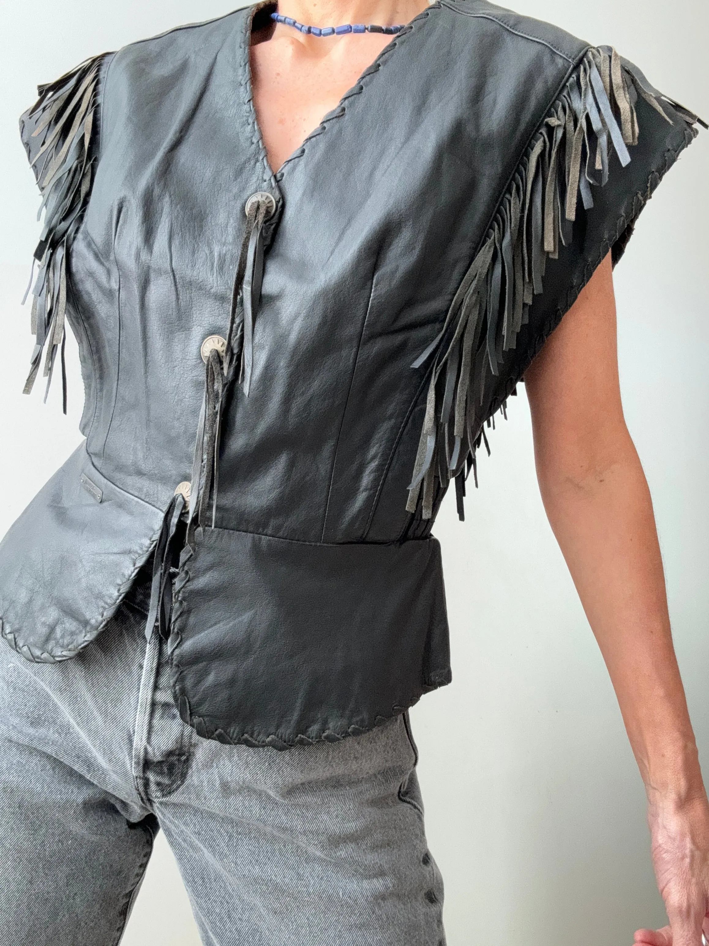 Vintage Harley Davidson Leather Vest.