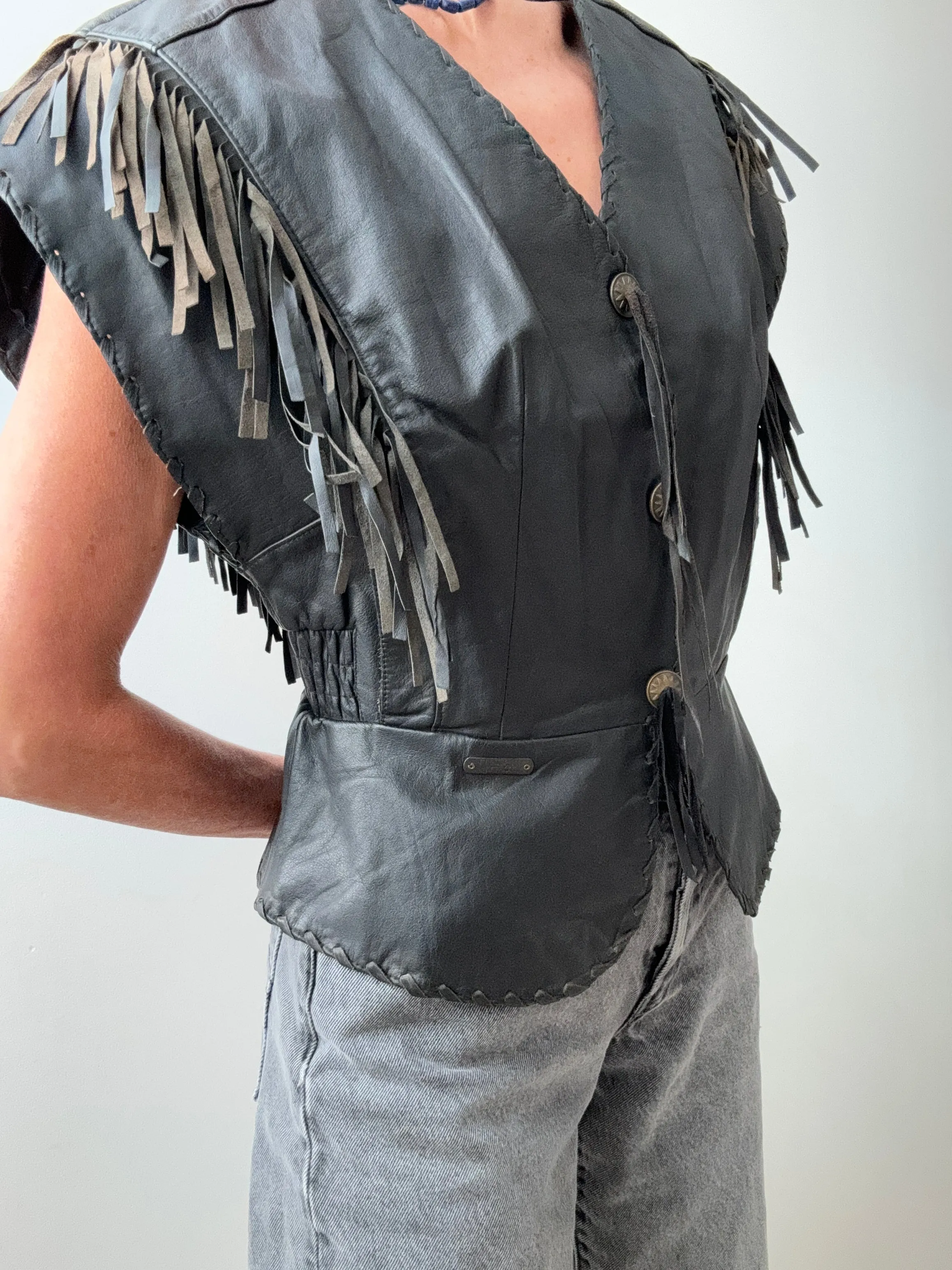 Vintage Harley Davidson Leather Vest.