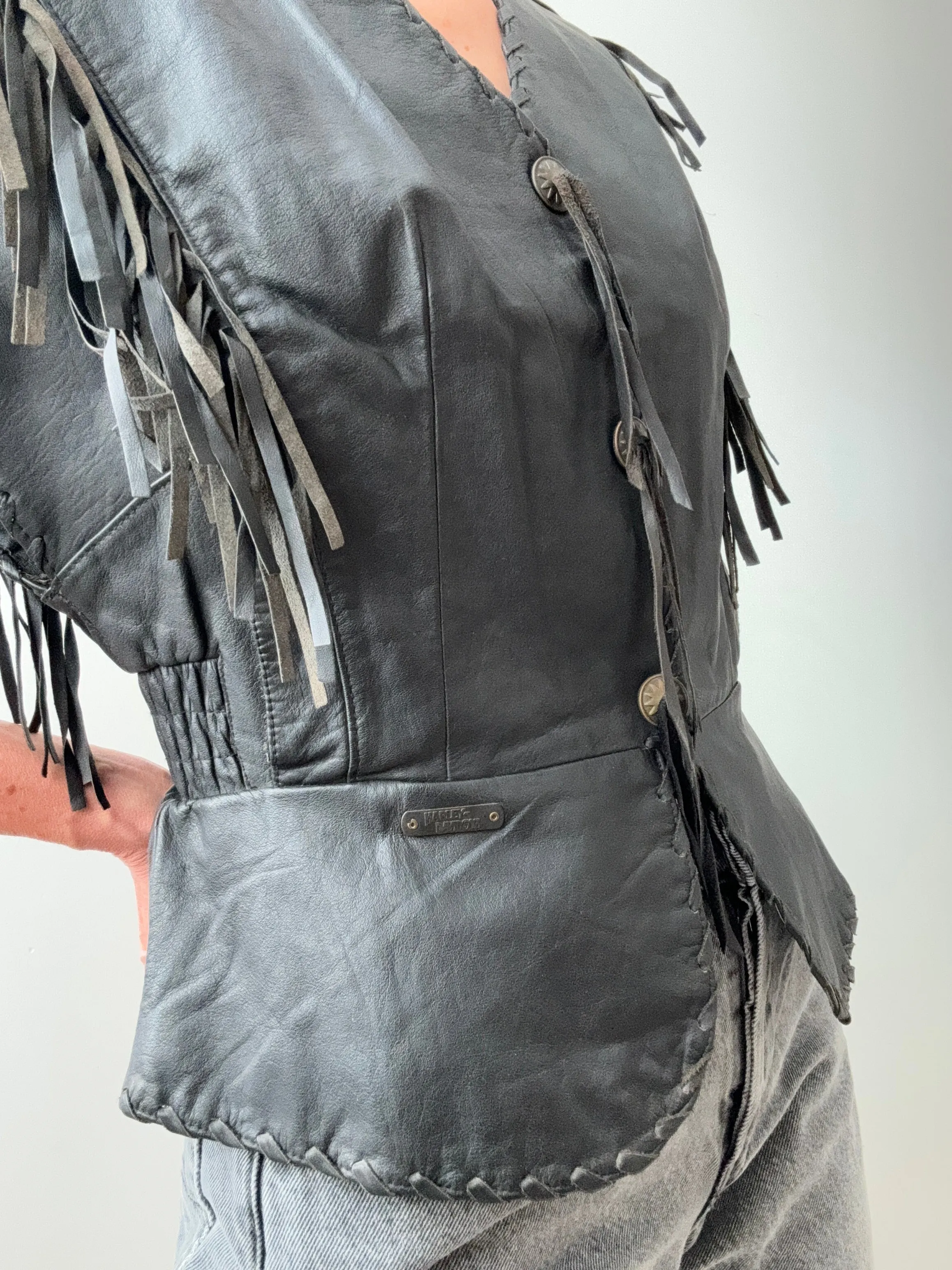 Vintage Harley Davidson Leather Vest.