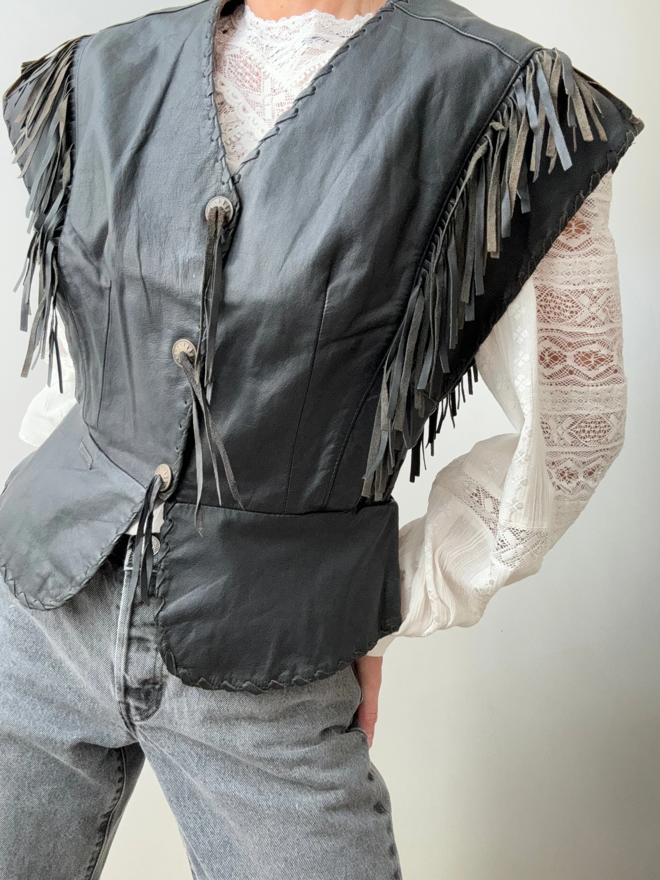 Vintage Harley Davidson Leather Vest.
