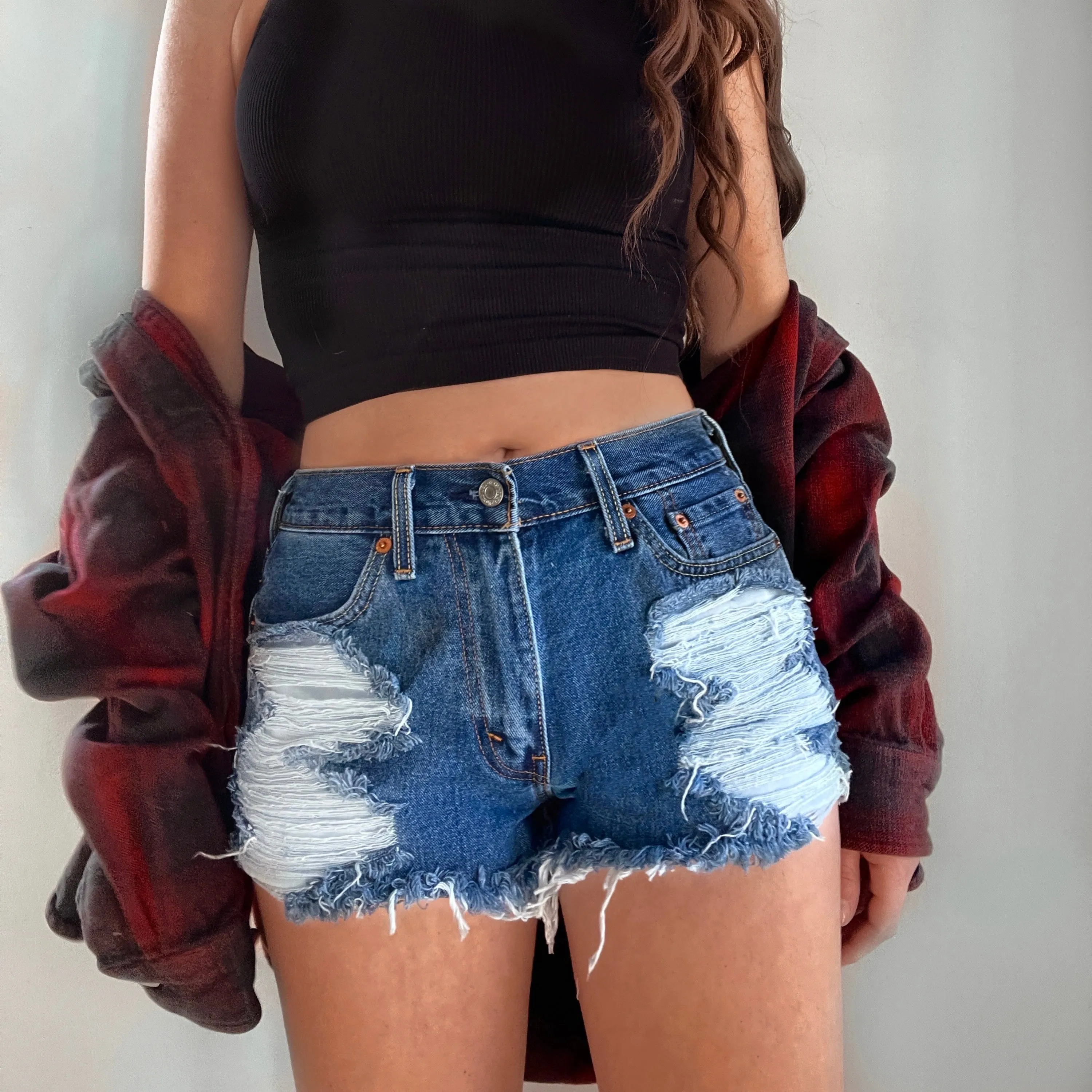 Vintage, High Waisted Levi Shorts - Destroyed
