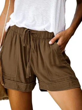 Womens Drawstring Shorts Summer Elastic Waist Casual Lightweight with Pockets